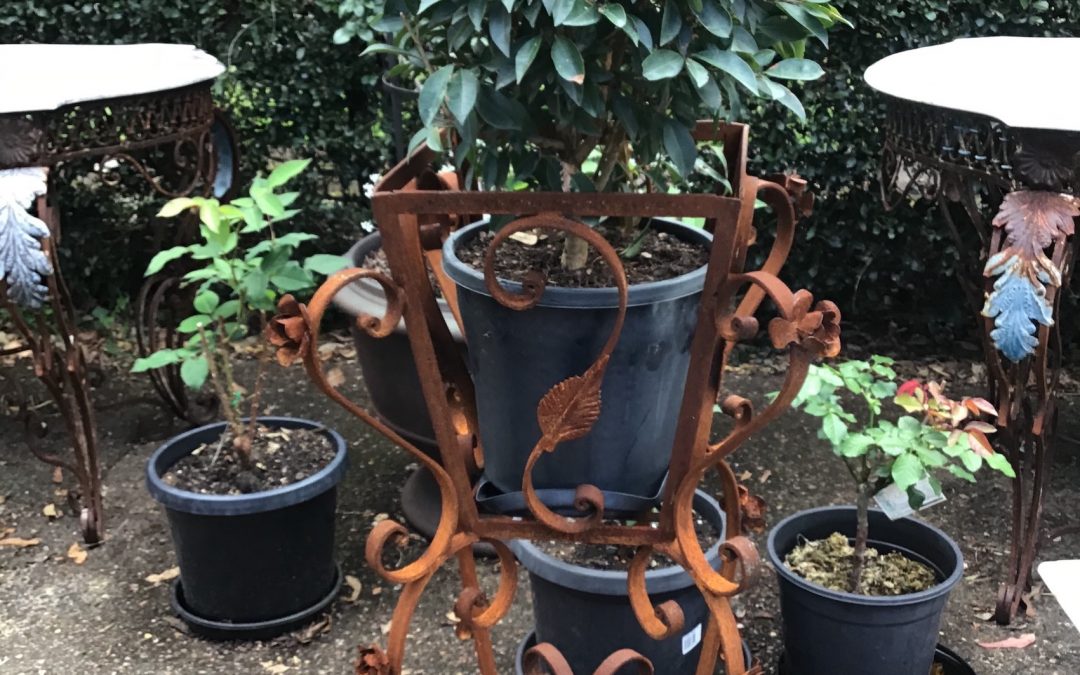 French Style Rustic Metal Planter $325