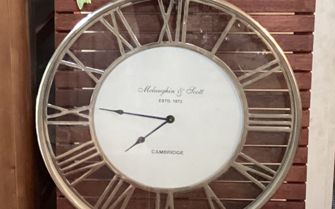 Large Brass and Nickel “Cambridge “Wall Clock $295.00