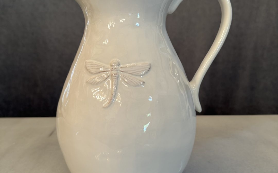 White Dragonfly Ceramic Jug $84.95